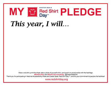 Red Shirt Day Pledge Sheet